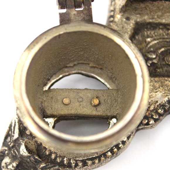 Rococo Style Silver Plated Brass Desktop Double Inkwell w/Cherubs Letter Holder - Picture 5 of 11